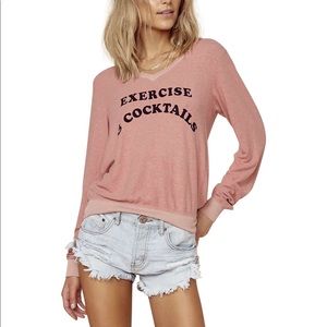 wildfox “exercise & cocktails” vneck pullover